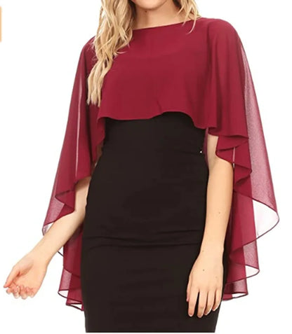 Chiffon Bridal Cape Wrap for Women
