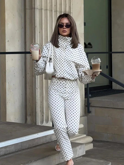 Women's Polka Dot Jacket & Shorts Set