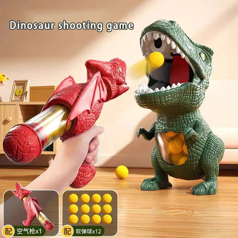 Dinosaur Shooting Game Set with Foam Ball Blaster Gun