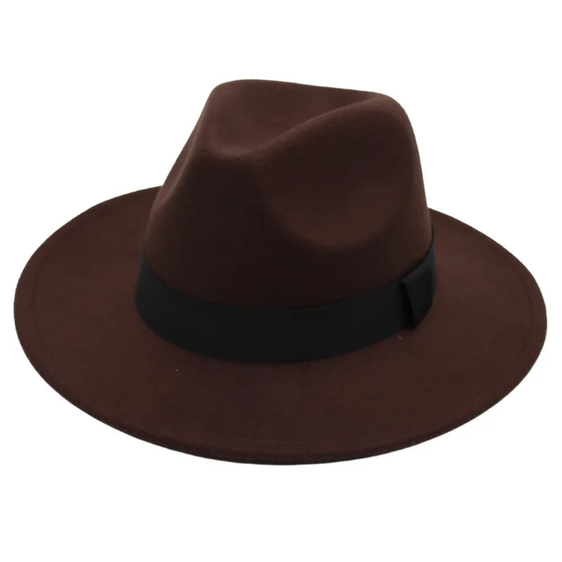 Wide Brim Wool Fedora Hat – Unisex Jazz Panama Hat