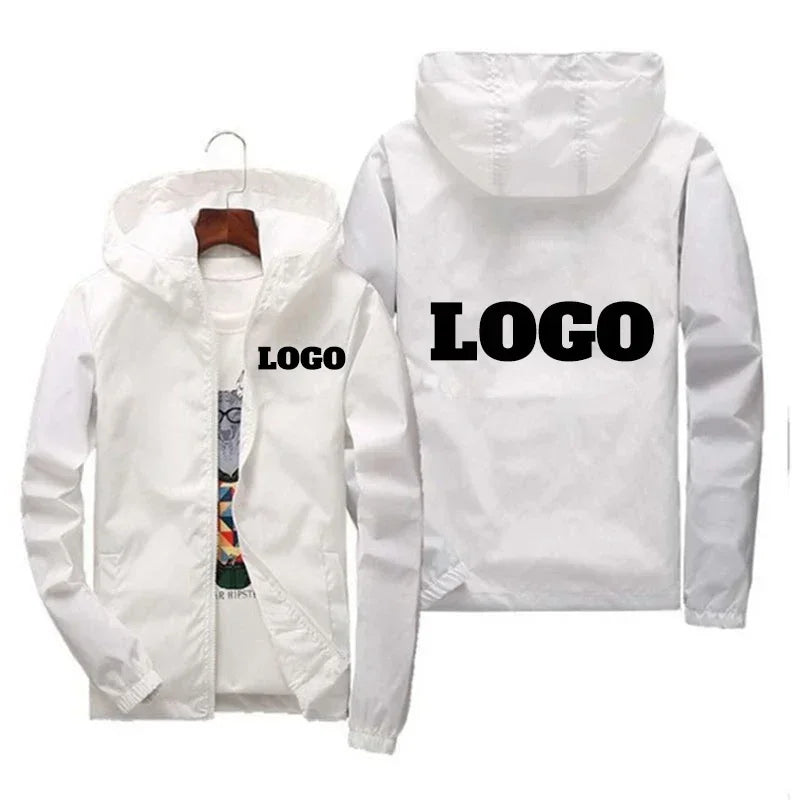 Custom Logo Windbreaker Men – Waterproof Hooded Jacket Personalized
