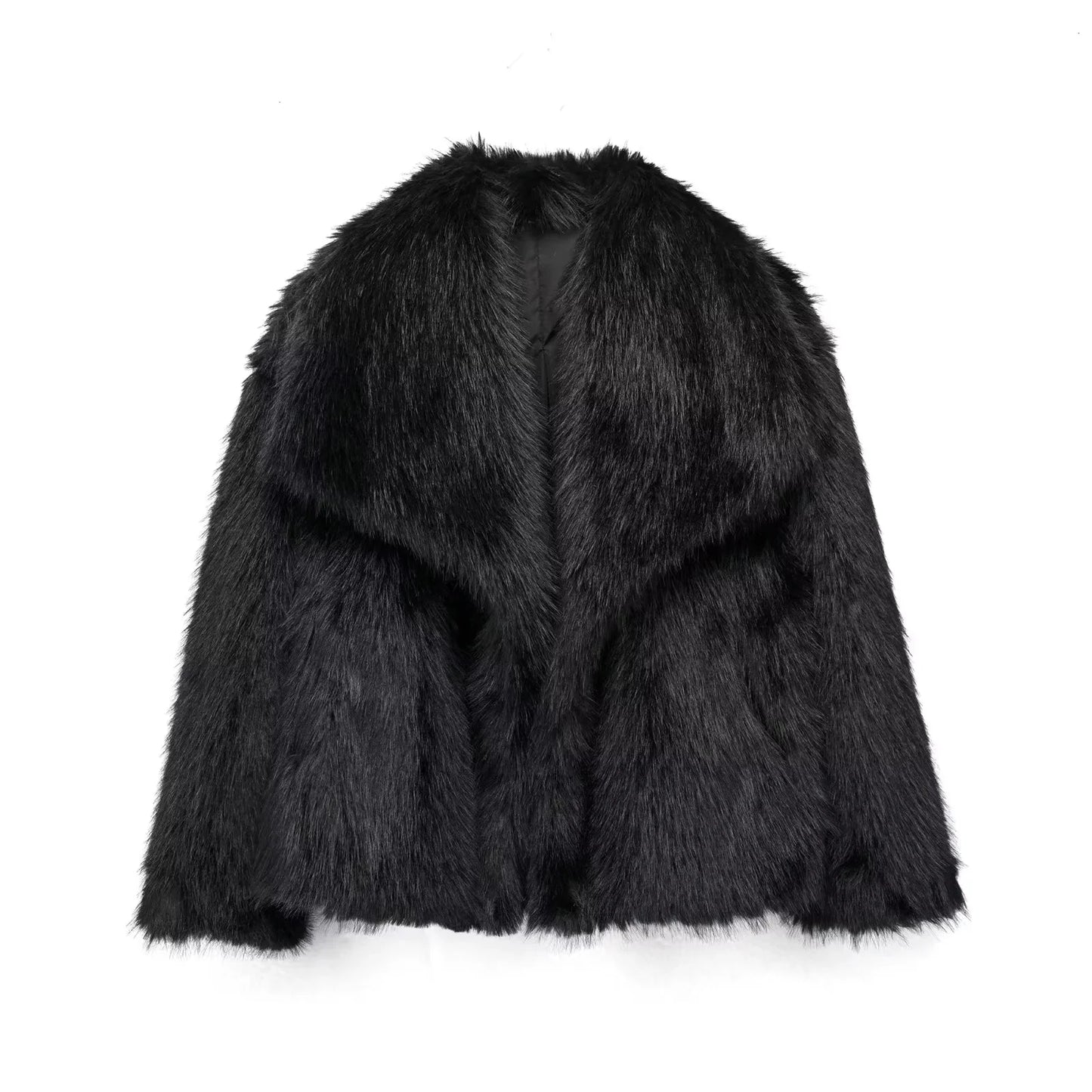 Women's Faux Fur Jacket – Fluffy Oversized Collar Warm Coat