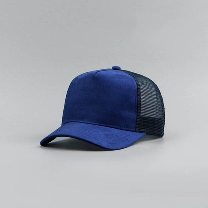 Five-Panel Suede Mesh Trucker Cap – Unisex Baseball Hat