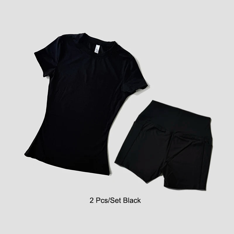 Women's Yoga Set – High-Waist Shorts & Sport Top Fitness Suit