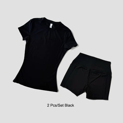 Women's Yoga Set – High-Waist Shorts & Sport Top Fitness Suit