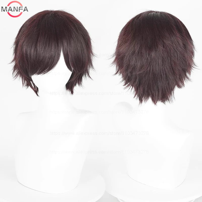 Anime 30cm Short Straight Cosplay Wig Black White Green Brown Purple Blue Gray Red Gold Man Women