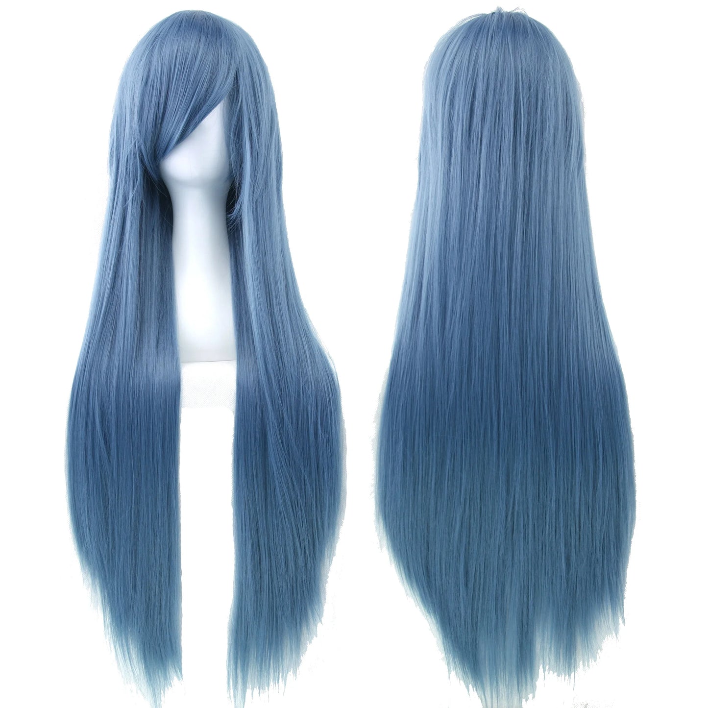 Soowee Long Synthetic Hair White Purple Cosplay Wigs Party Black Straight Wig Hairpiece Women