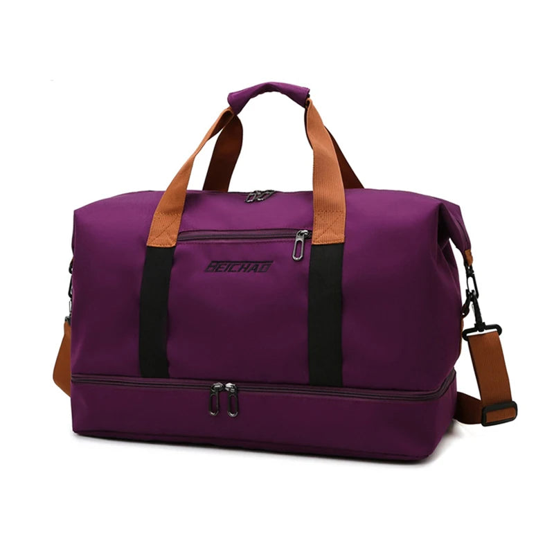 Expandable Travel Duffle Bag with Shoe Compartment – Women's Weekend Overnight Bag