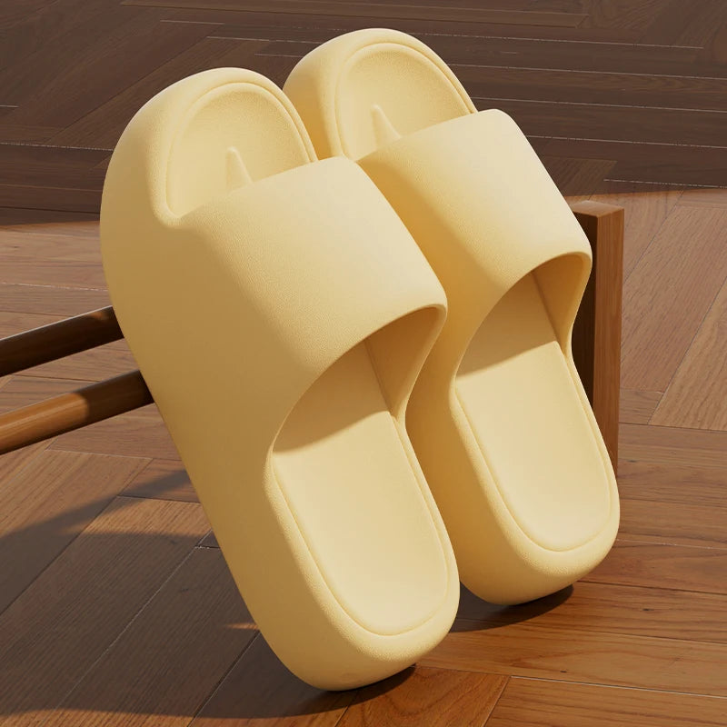 Unisex Non Slip Bathroom Home Slippers Soft Sole Eva Pillow Slides Summer Flat Beach Sandals Woman