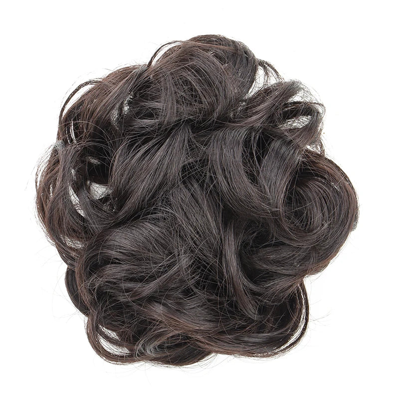 Synthetic Messy Bun Chignon Donut Hair Pad Elastic Rope Rubber Band Black Brown Blonde Hairpiece