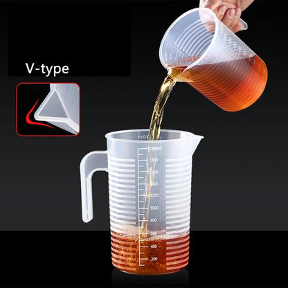 1pc Clear Graduated Measuring Cup Scale Plastic Transparent Mixing Large Capacity Lid Laboratory