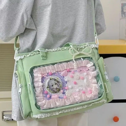 Ita Bag Large Capacity – Kawaii Anime Crossbody Bag with Clear Lace Window
