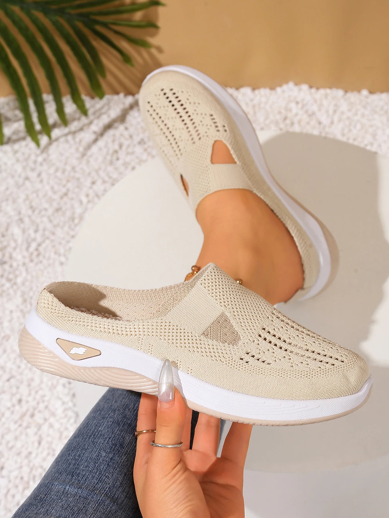 Women S Indoor Home Half Slippers Breathable Vent Design Slip Summer Casual Footwear