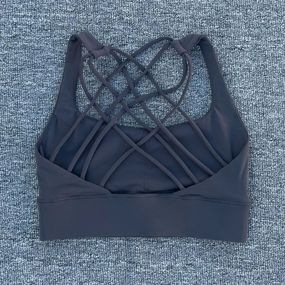 Women's Push-Up Sports Bra – Cross Back Shockproof Gym & Yoga Bra