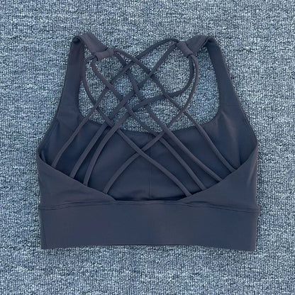 Women's Push-Up Sports Bra – Cross Back Shockproof Gym & Yoga Bra