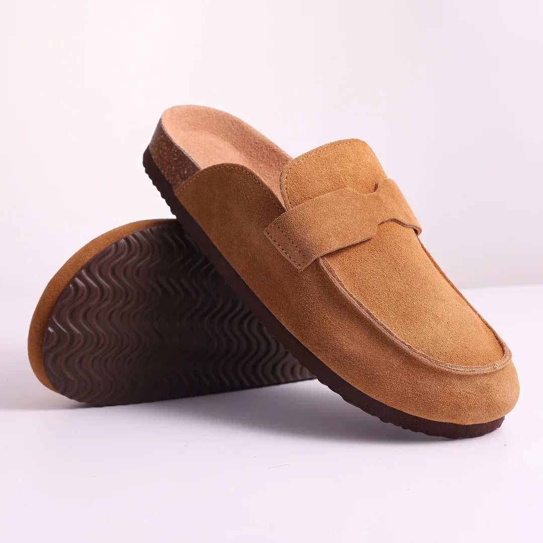 Suede Mule Clogs – Women's Arch Support Cork Outdoor Slippers