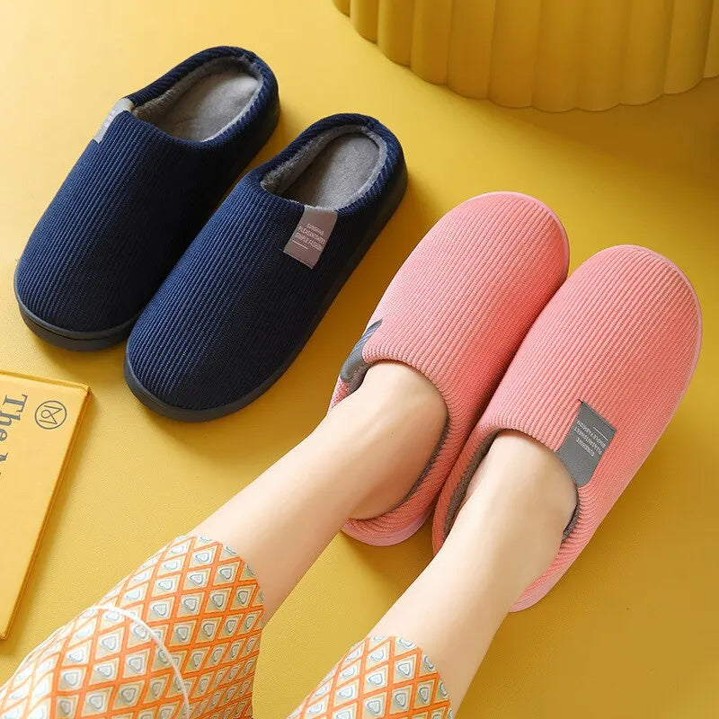 Women S Men Thick Soft Bottom Home Slippers Household Plush Anti-Slip Thermal Indoor Winter - Soft
