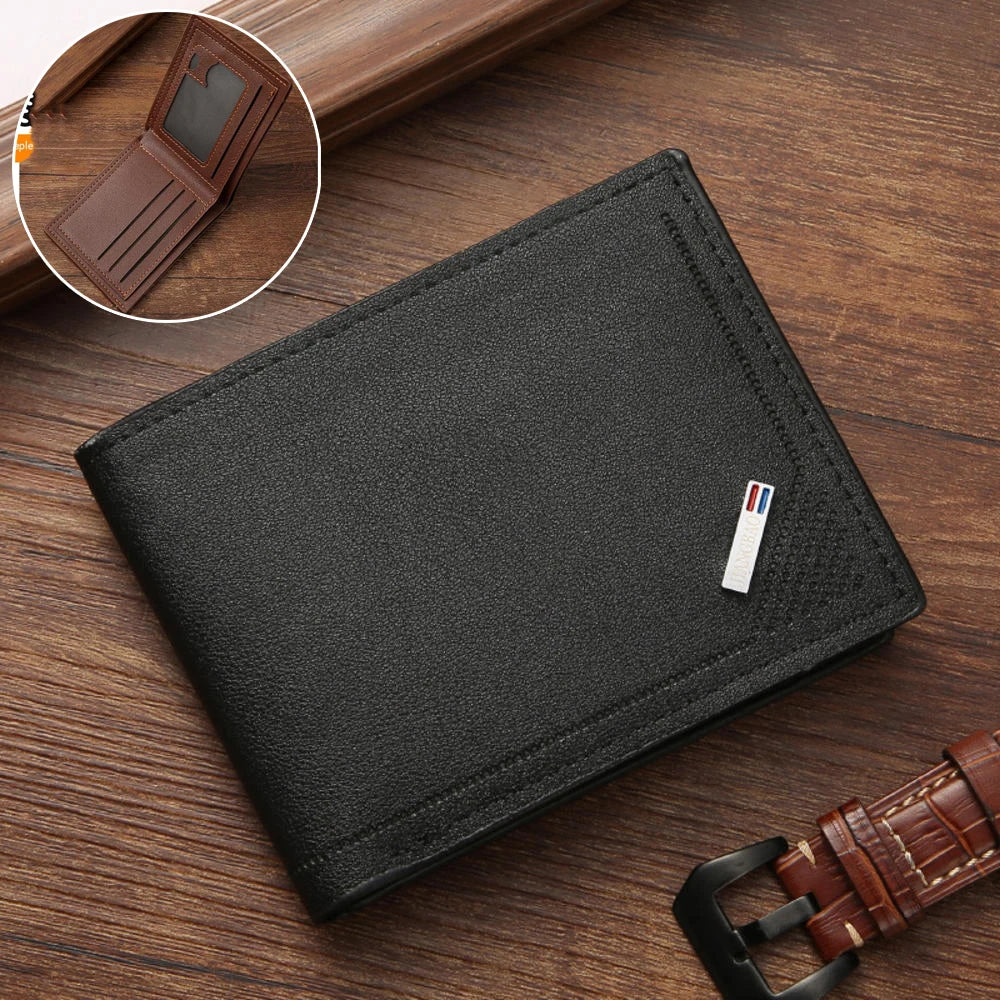 RFID Blocking Men's Slim Bifold Wallet – PU Leather