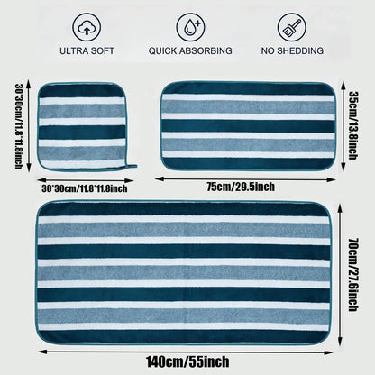 18-Piece Luxury Bath Towel Set – Quick-Dry, Highly Absorbent Striped Towels