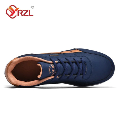 Men's Waterproof Leather Sneakers Non-Slip Lace-Up Sport Shoes