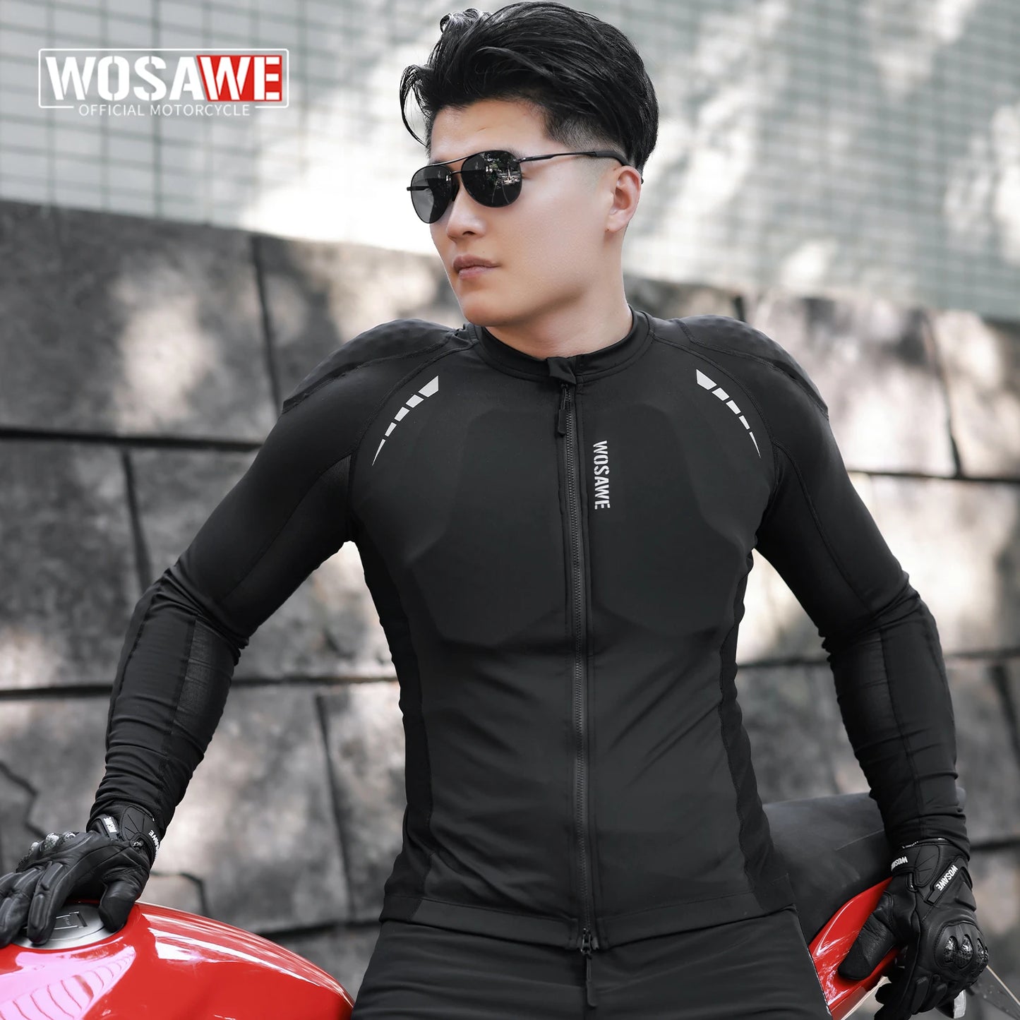 Men's Lightweight Motorcycle Riding Jacket with Armor Protection
