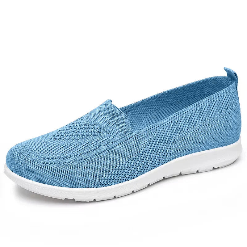Women's Breathable Slip-On Flats – Casual Knit Mesh Shoes