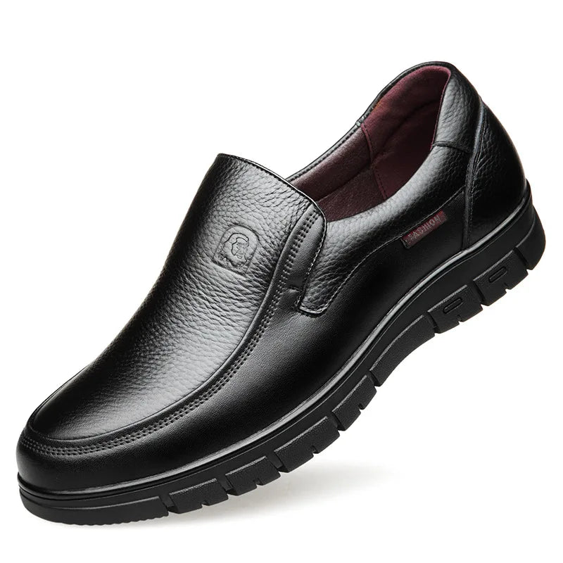 Men's Leather Slip-On Loafers – Soft Sole Casual Walking Shoes