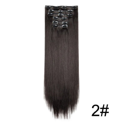Clip-In Hair Extensions 6-Piece Set Long Straight Synthetic Seamless