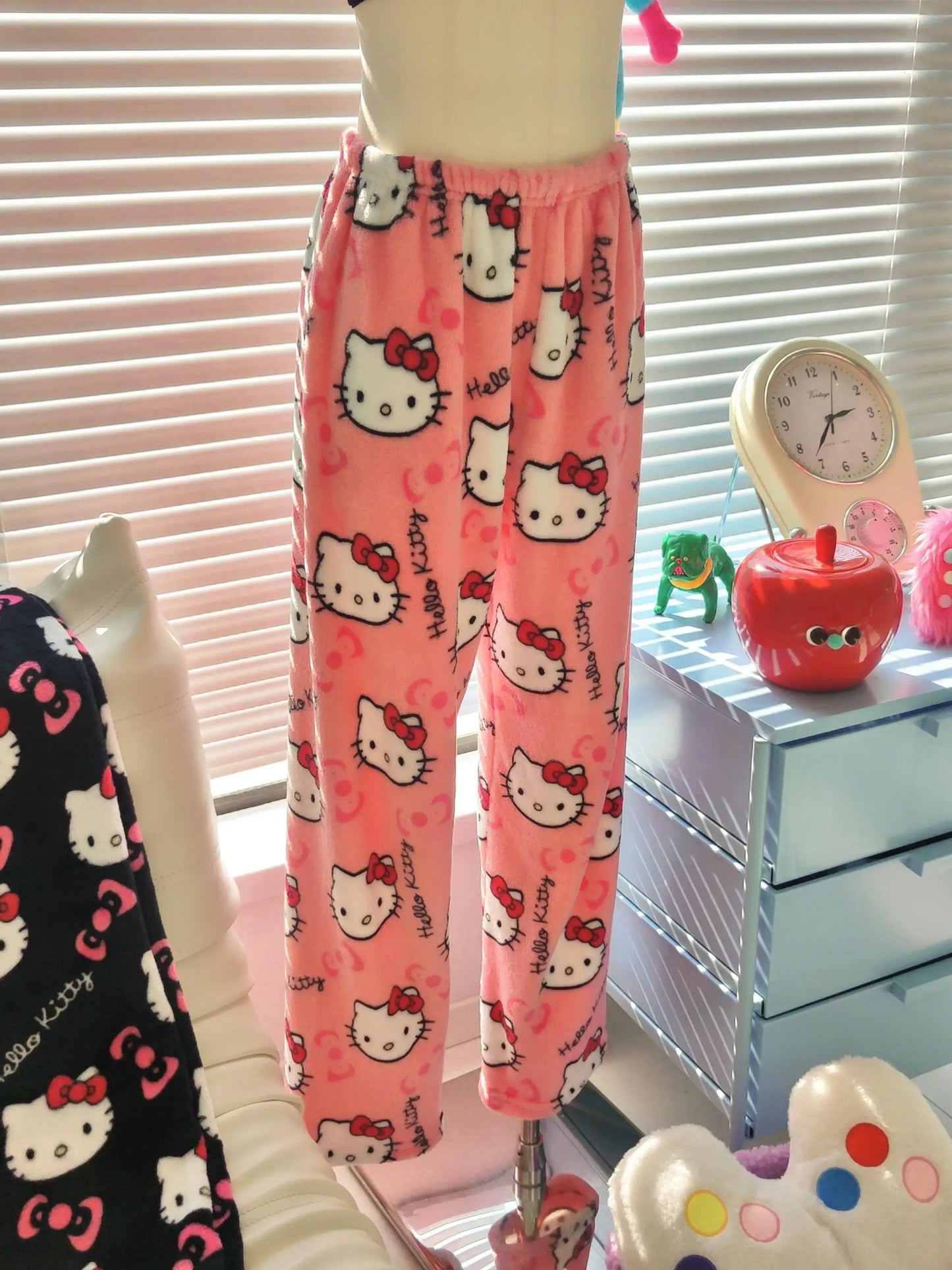 Hello Kitty Cartoon Pajama Pants for Women - Soft Fleece Sleepwear