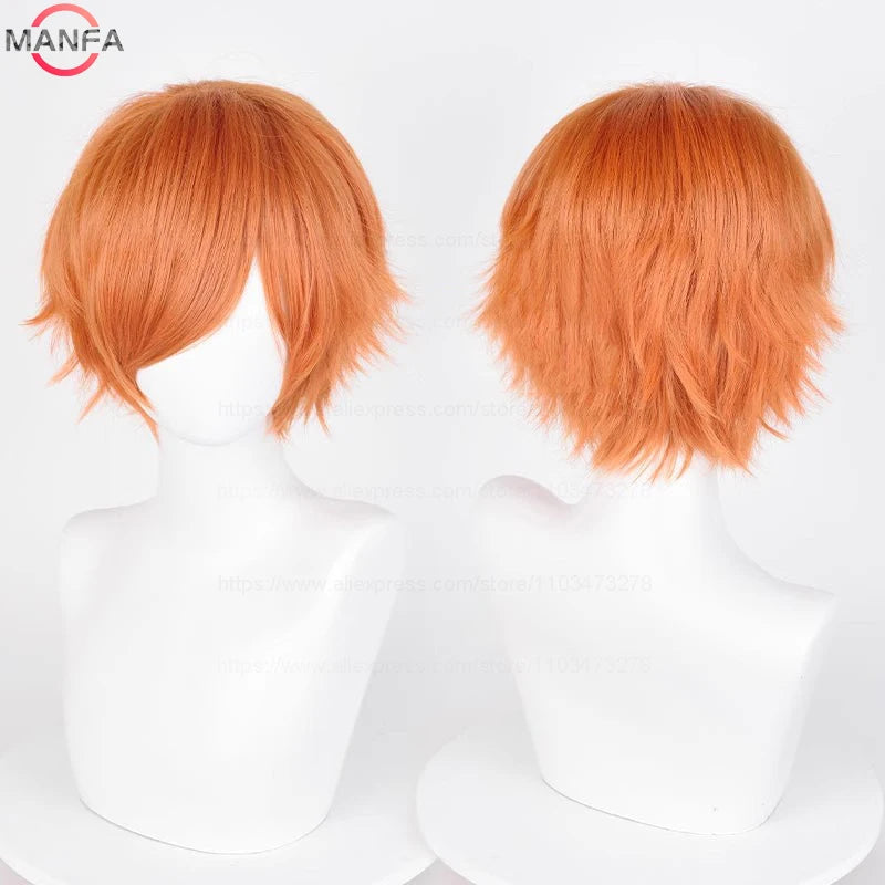 Anime 30cm Short Straight Cosplay Wig Black White Green Brown Purple Blue Gray Red Gold Man Women