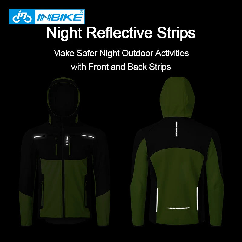 Men's Winter Cycling Windbreaker Jacket – Hooded Fleece Windproof Coat