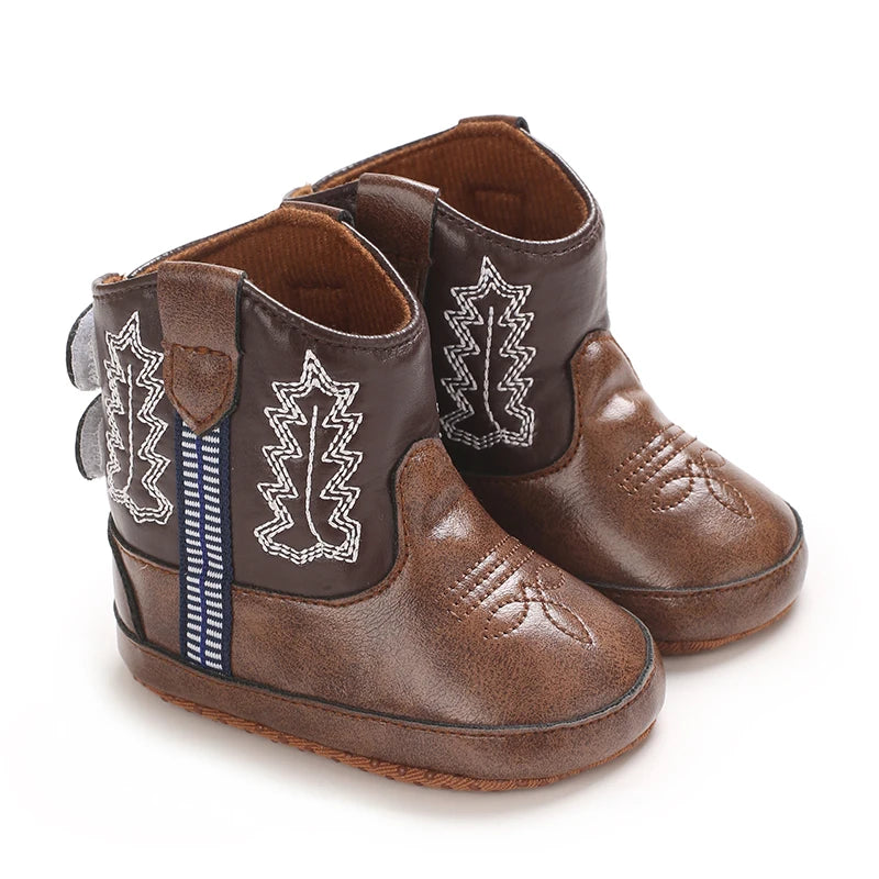 Baby Cowboy Boots Soft Sole Non-Slip Crib Shoes for Infant Toddler