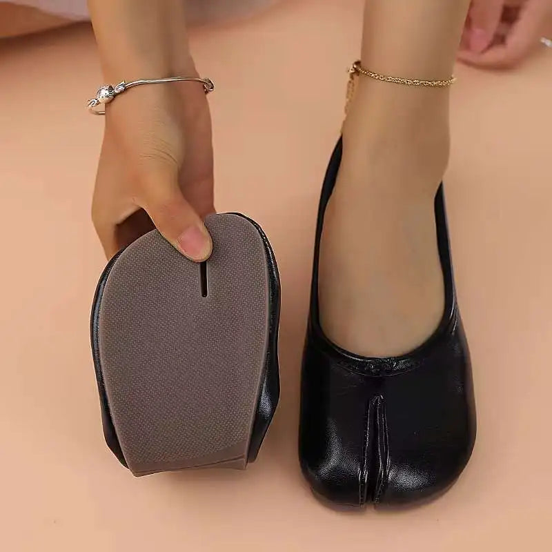 Women's Split-Toe Tabi Ballet Flats | Soft Leather Slip-On