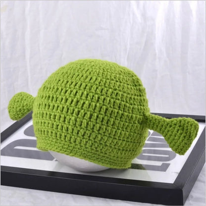 Funny Shrek Knit Beanie – Novelty Monster Ears Winter Hat for Adults & Kids