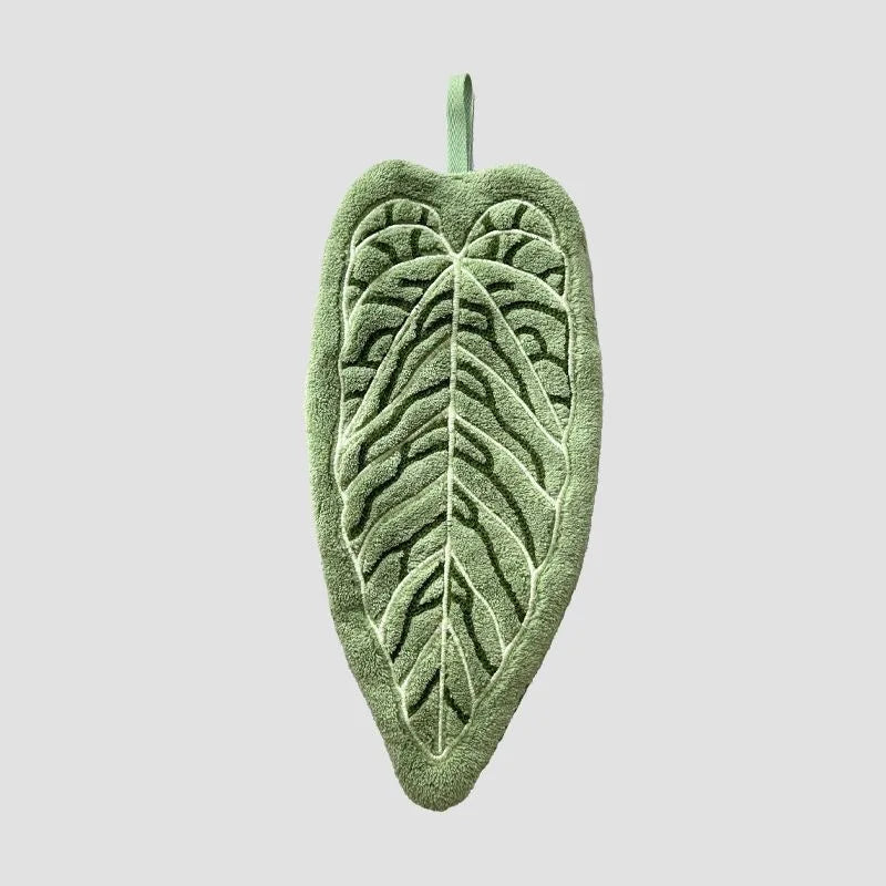 Washable Clear Plant Print Towels Ultra-Absorbent Quick-Dry Hanging Loop Bathroom Kitchen Thumb Hand