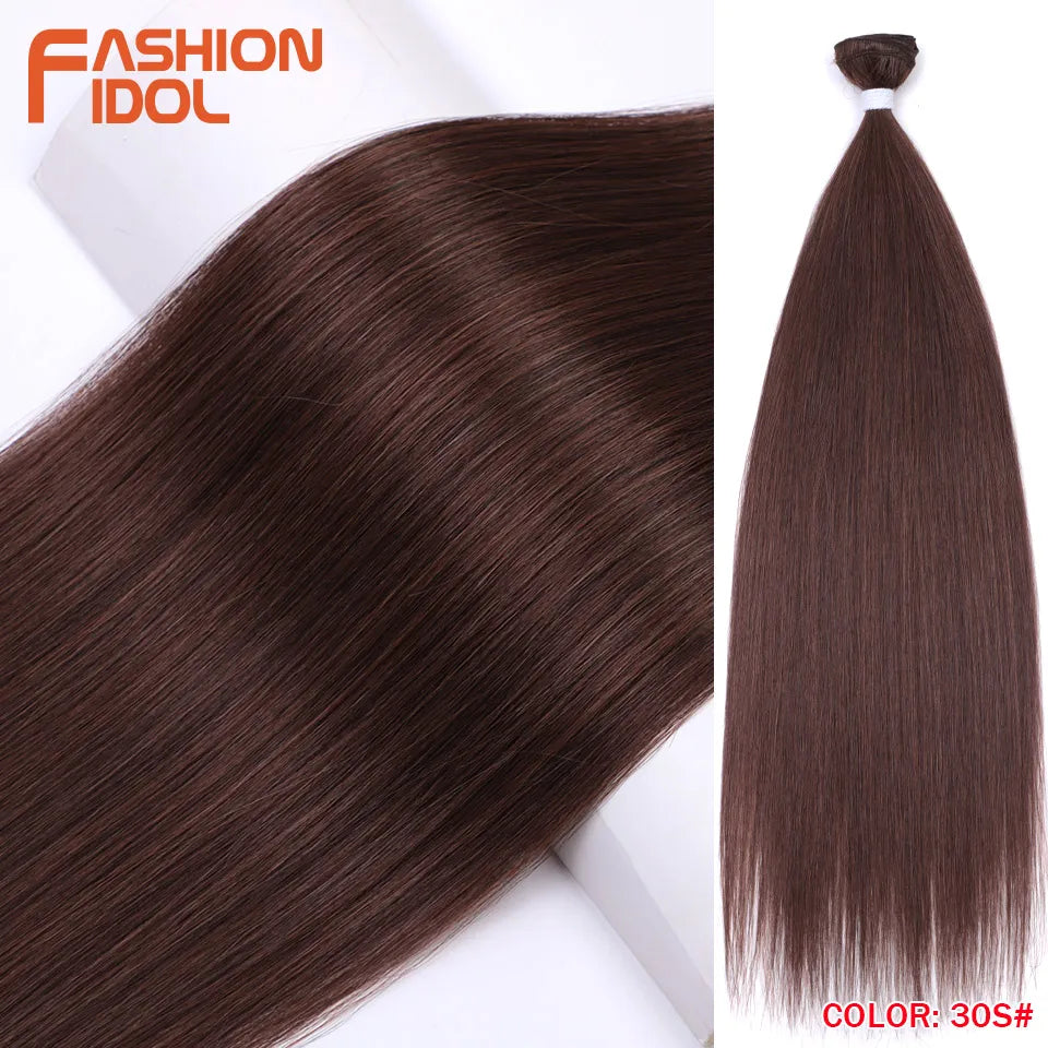Bone Straight Hair Extensions Ombre Blonde Bundles Super Long Synthetic 24 Inch Full End Idol