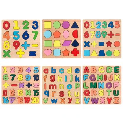 Wooden Alphabet & Number Puzzle Board – Montessori Learning Toy for Kids