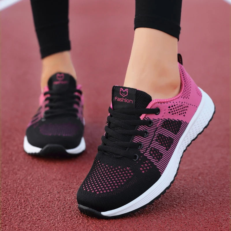 Women's Mesh Sport Sneakers – Lightweight Lace-Up Running Shoes