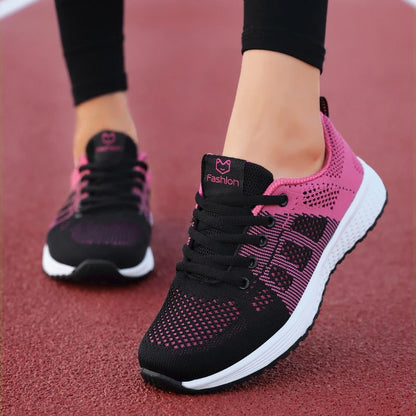 Women's Mesh Sport Sneakers – Lightweight Lace-Up Running Shoes