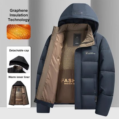 Men's Graphene Insulated Winter Jacket – Hooded Windproof Puffer Coat