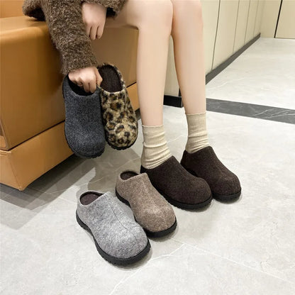 Women's Flannel Platform Slippers – Closed Toe Retro Clogs
