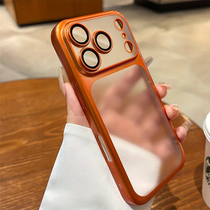 Luxury Plating Matte Hard Pc Phone Case Iphone 17 Air 16 15 14 13 Promax Camera Lens Film Protector