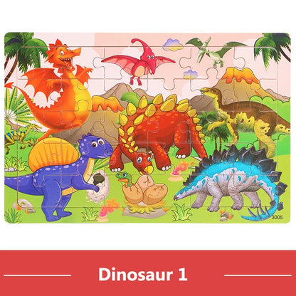 Wooden Cartoon Animal Puzzle for Kids – 30 Pieces Montessori Toy