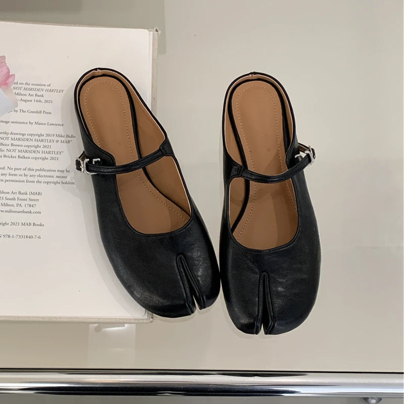 Split Toe Mary Jane Flats – Women's Soft Leather Tabi Shoes
