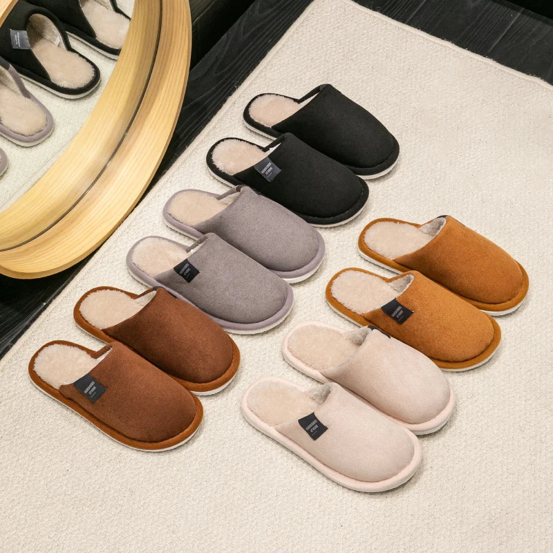 Trend Winter Couple Indoor Non-Slip Men Women Flip Flops Warm Slippers Home Slides Casual Bedroom