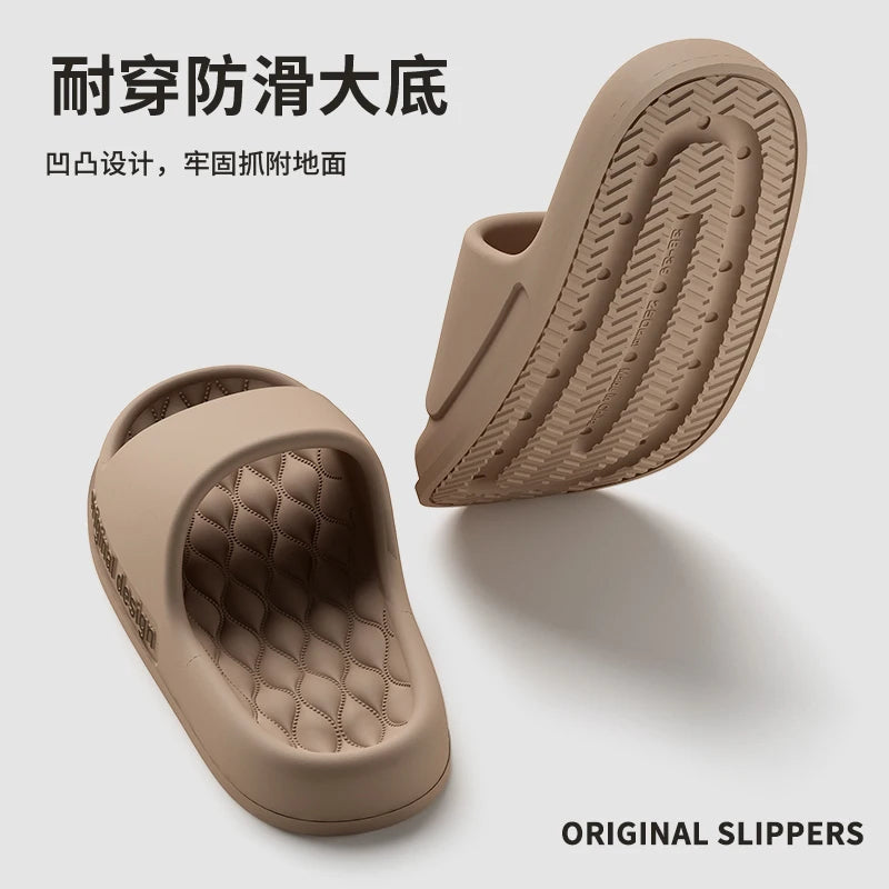 Men Trend Summer Slippers Soft Non-Slip Sole Cloud Sandals Home Beach Indoor Outdoor - Soft
