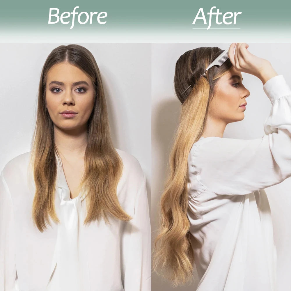 No Clips Natural Hair Extension Synthatic Artificial Long Straight Hairpiece Blonde Black Mixed