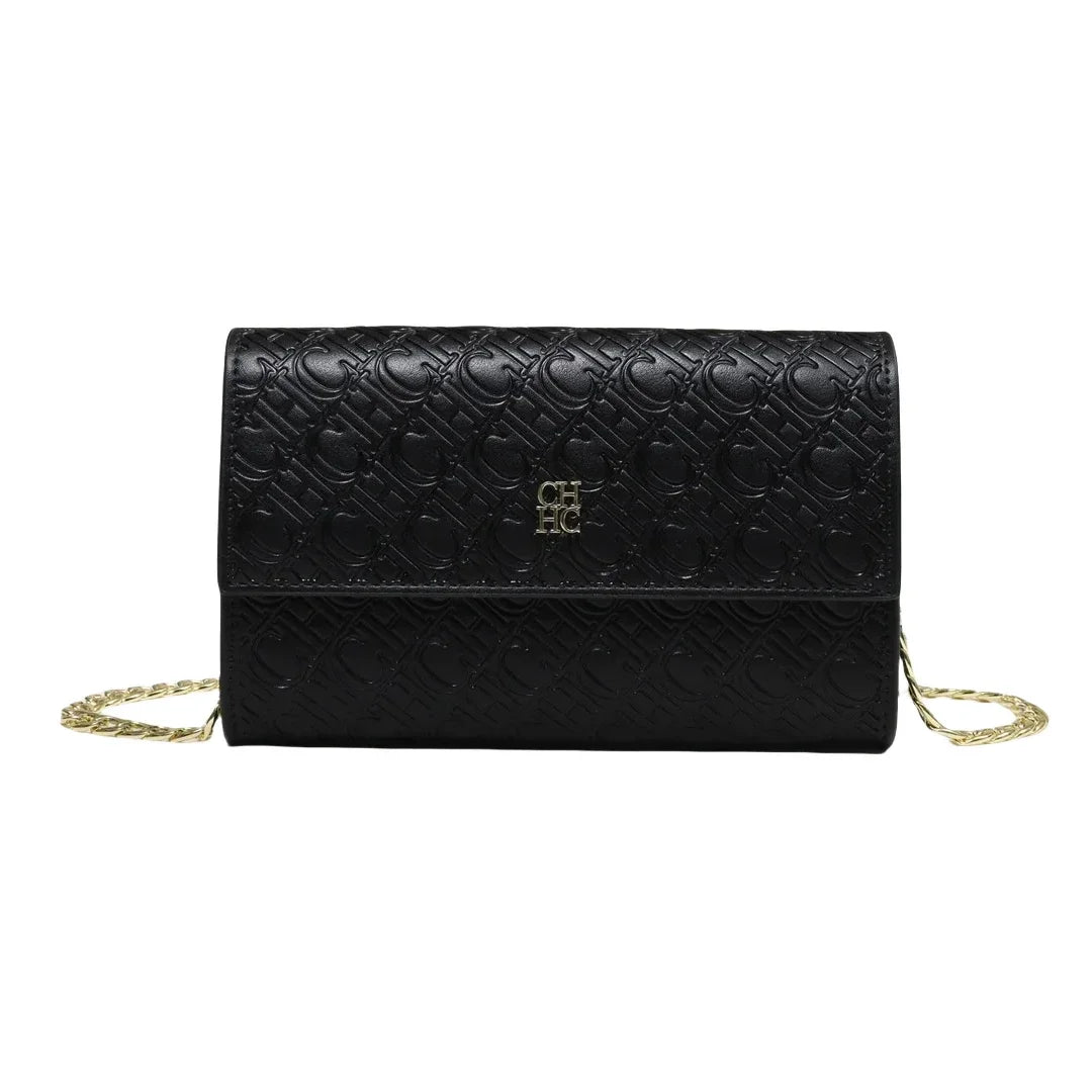 Women's Chain Crossbody Bag – Letter Print PU Leather Flap Shoulder Purse