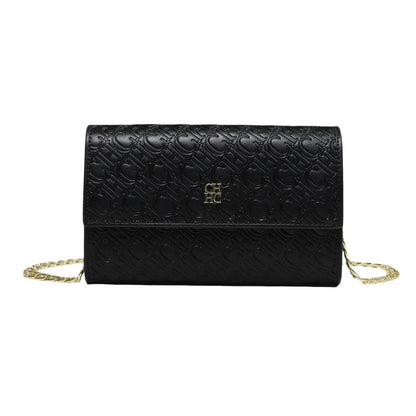 Women's Chain Crossbody Bag – Letter Print PU Leather Flap Shoulder Purse