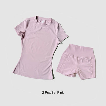 Women's Yoga Set – High-Waist Shorts & Sport Top Fitness Suit